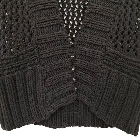 Free People Cardigan Sweater Womens XS Black 3/4 Sleeve Button Up Open Knit - Picture 5 of 10